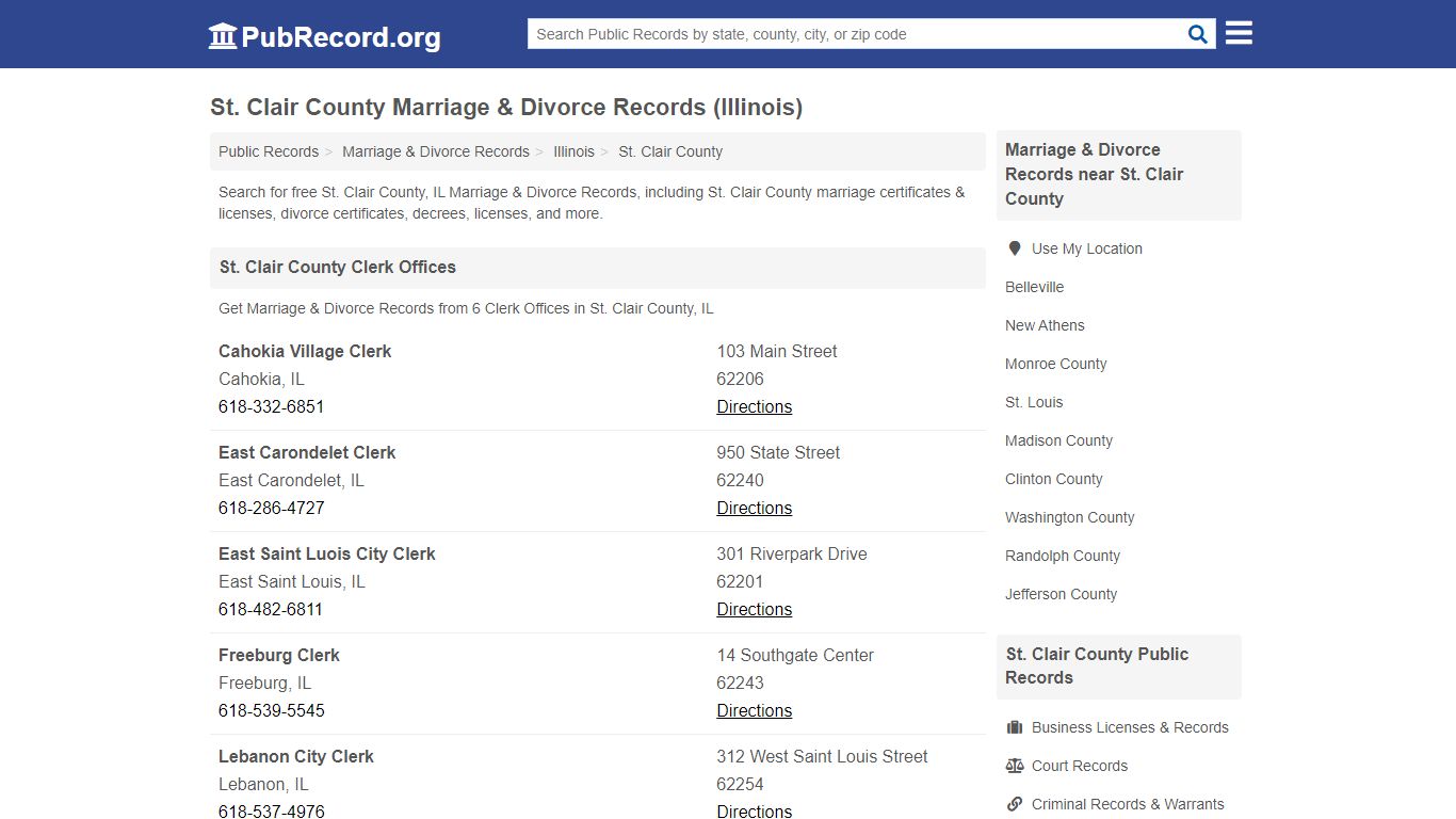 Free St. Clair County Marriage & Divorce Records (Illinois ...